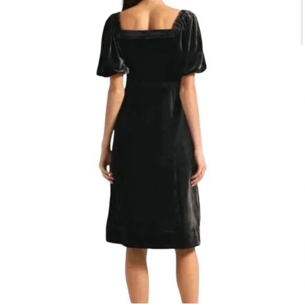 J. Crew Puff-sleeve Velvet Dress in Black